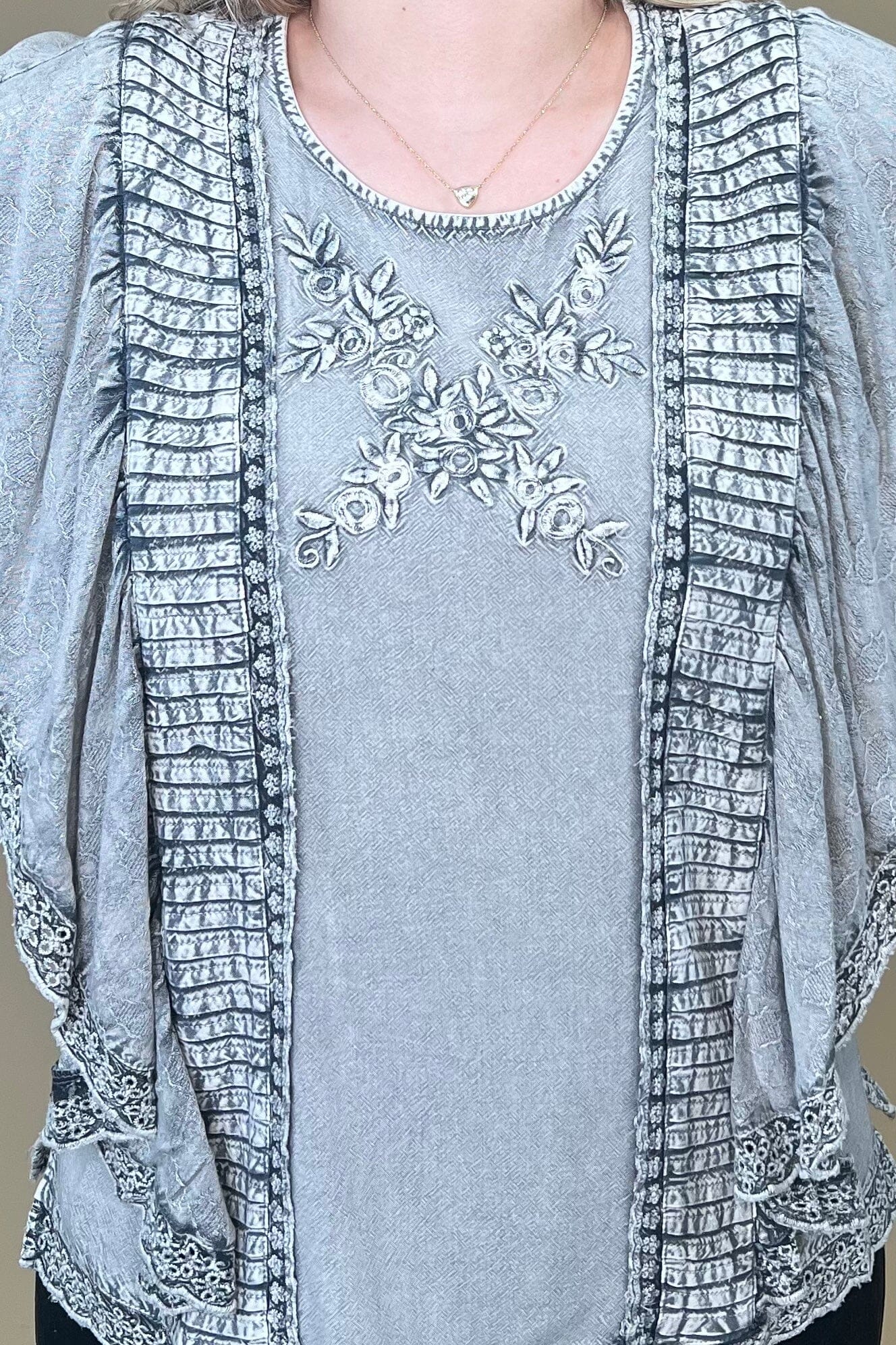 Short Sleeve Multi Textured Top w/Eyelet Hem MISSY TOP SPECIAL PARSLEY &amp; SAGE 
