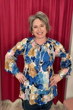 3/4 Sleeve Printed Plisse Top MISSY TOP SPECIAL KEREN HART 