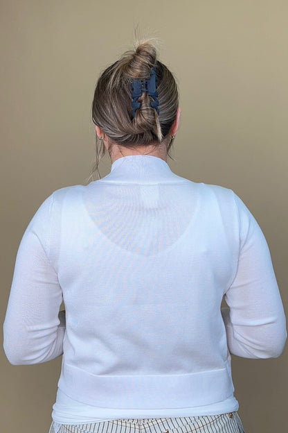 3/4 Sleeve Shawl Cardigan - White OUTFIT COMPLETER ZAC &amp; RACHEL 