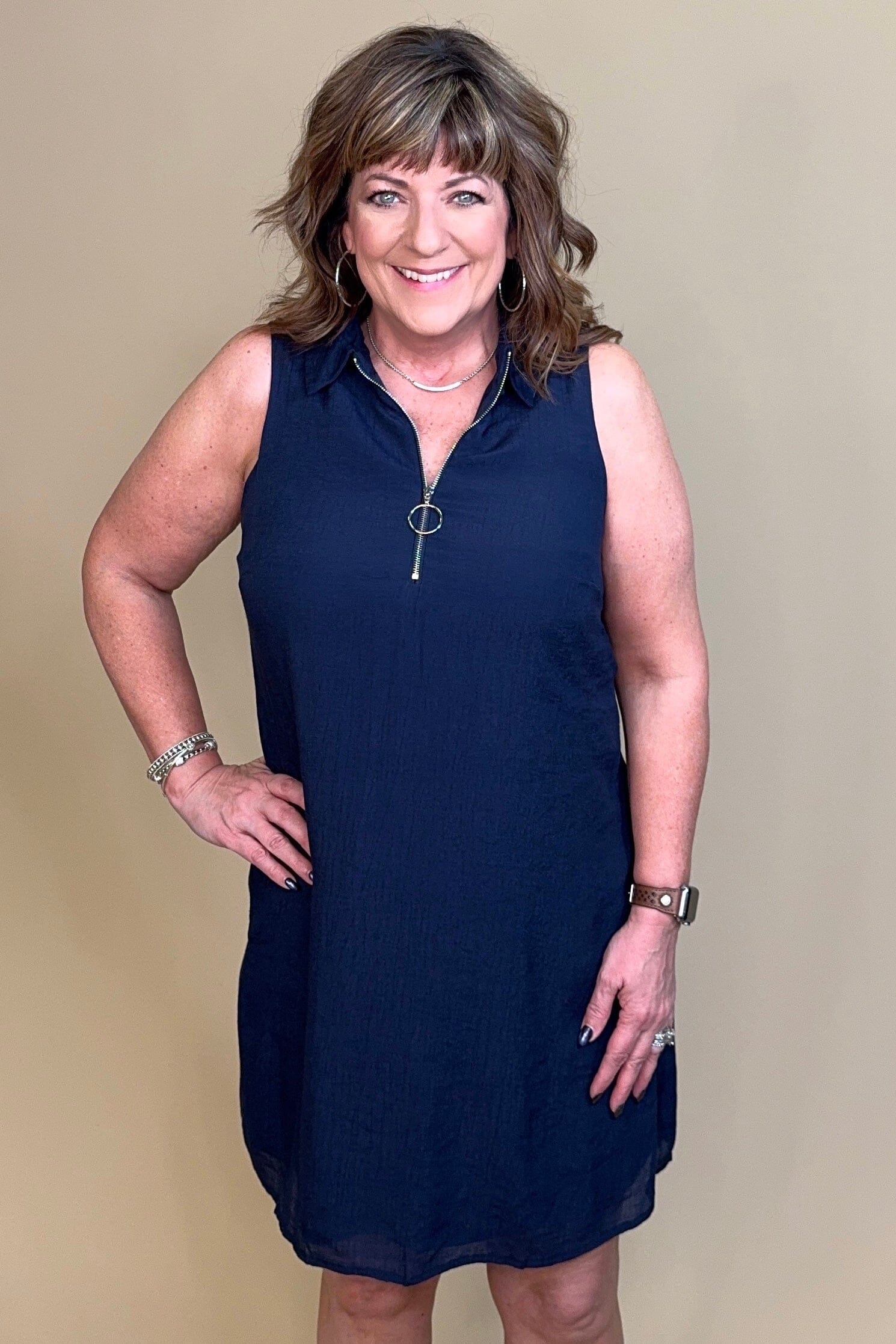Quarter Zip Sleeveless Dress w/Collar DRESS ZAC &amp; RACHEL 