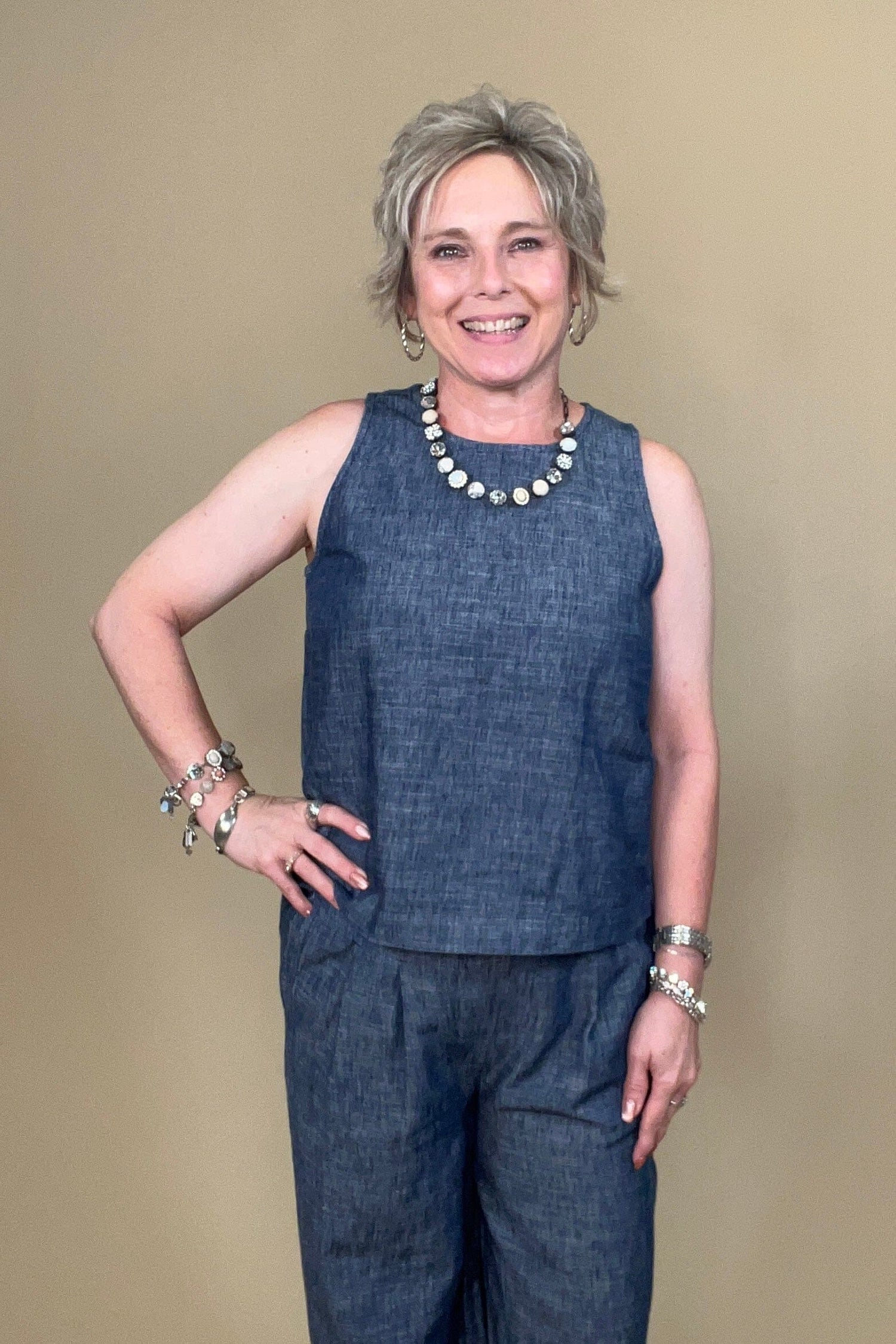 Chambray Mix Stevie Tank MISSY TOP SPECIAL NIC+ZOE 