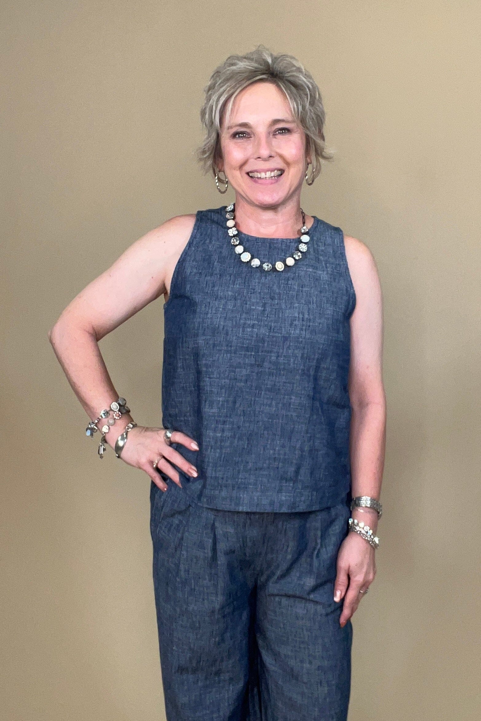 Chambray Mix Stevie Tank MISSY TOP SPECIAL NIC+ZOE 