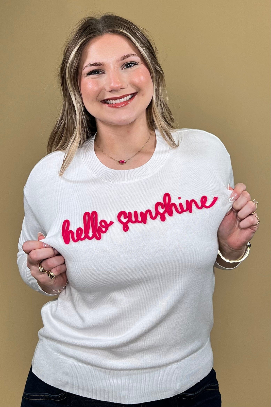 "Hello Sunshine" Long Sleeve Pullover Sweatshirt MISSY TOP SPECIAL ZAC &amp; RACHEL 
