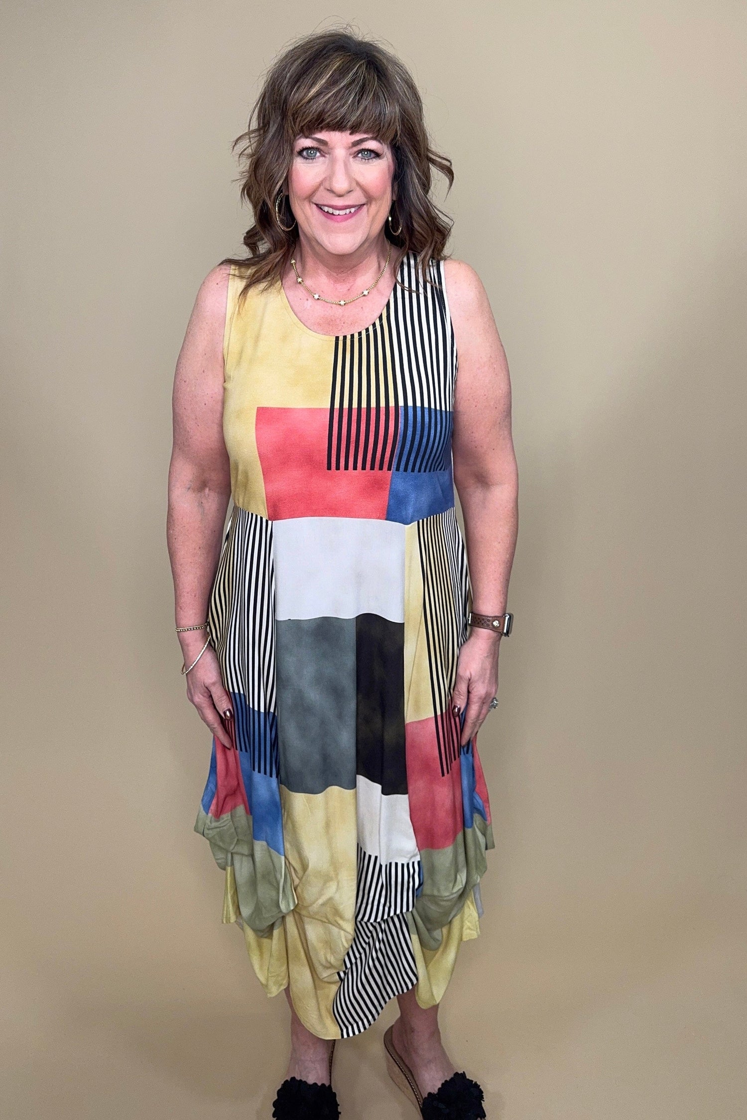 Printed Tank Midi Dress w/Pucker Bottom DRESS PARSLEY &amp; SAGE 