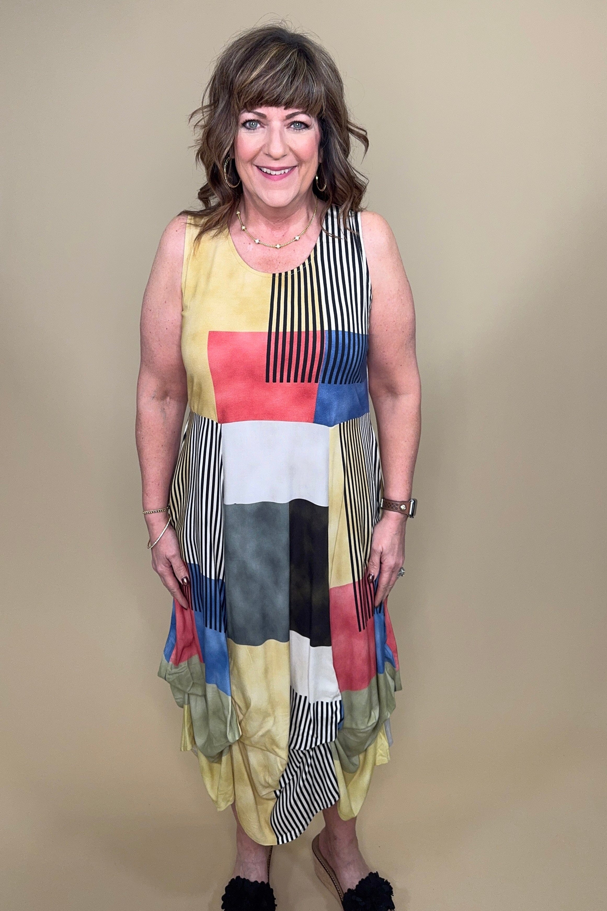 Printed Tank Midi Dress w/Pucker Bottom DRESS PARSLEY &amp; SAGE 