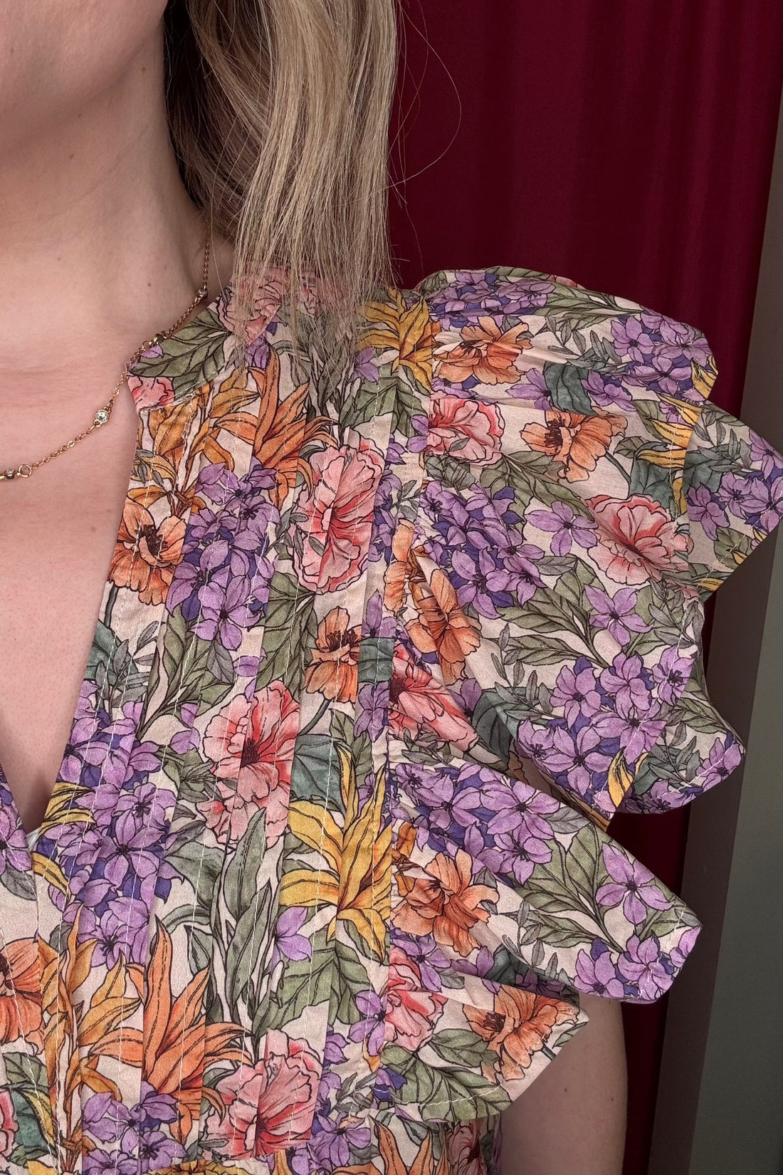 Ruffle Floral Printed Top JR TOP DRESSY ENTRO 