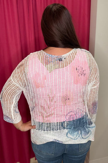 Printed Fishnet Crochet Sweater MISSY TOP SPECIAL Charlie B 