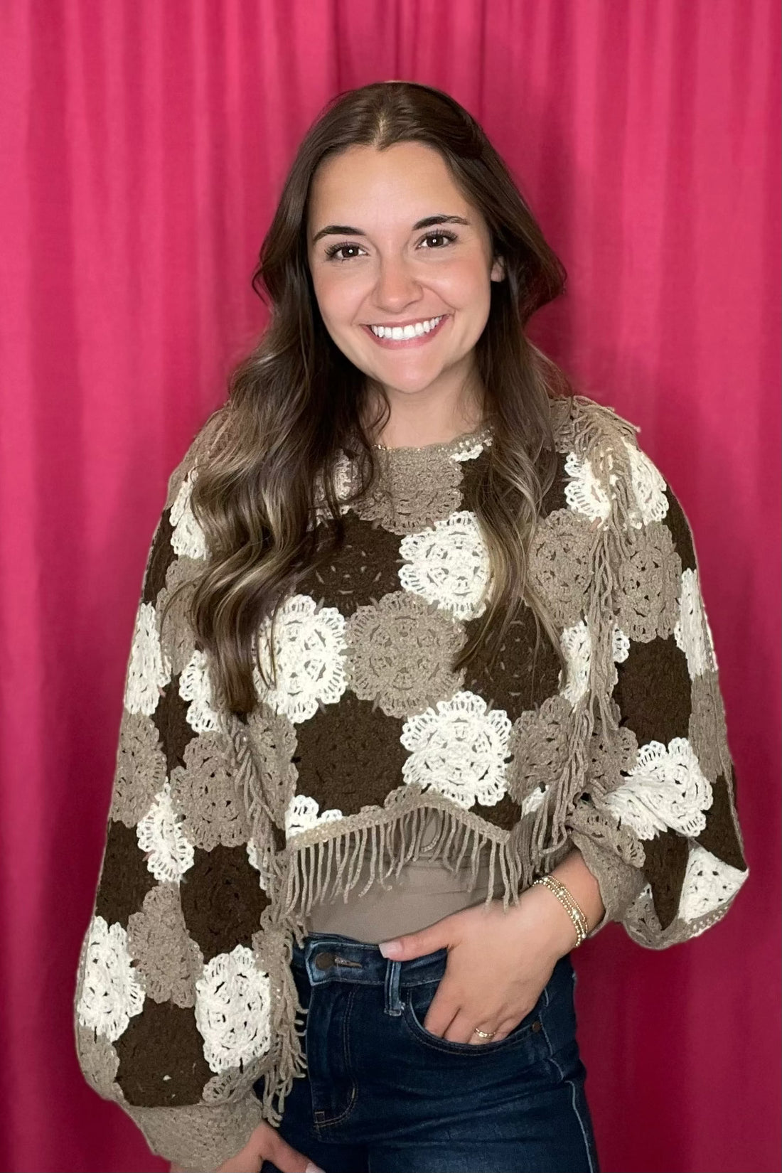 Nyla Floral Crochet Pullover Top JRTOP CASUAL TOP COCO+CARMEN 