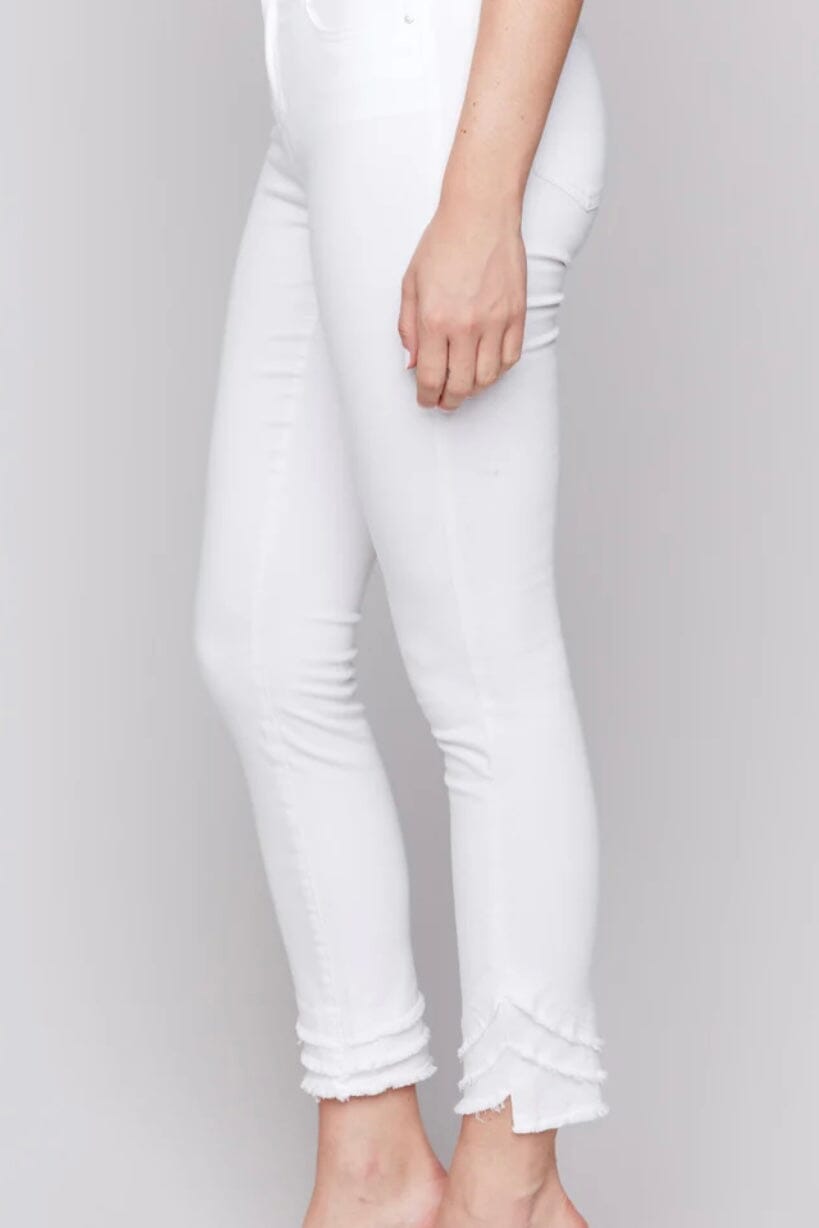 Frayed Hem Twill Pants BOTTOMS Charlie B 