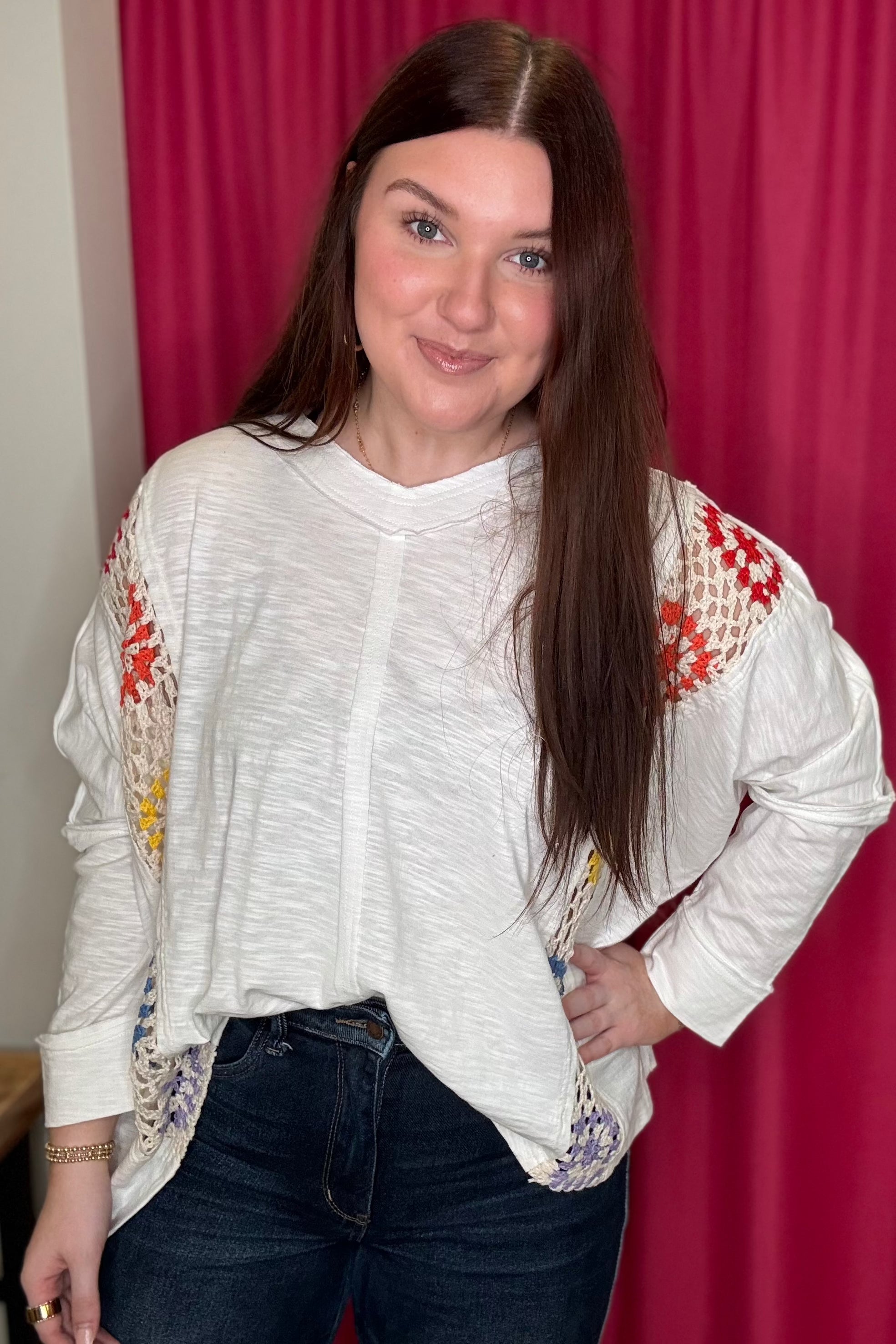 Long Sleeve with Granny Square Detail JRTOP CASUAL TOP K Lane&