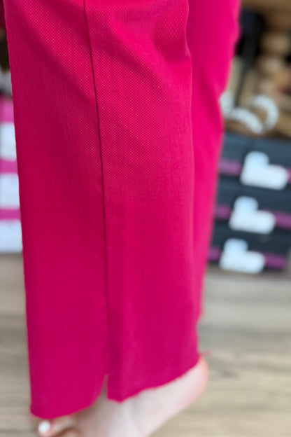High Rise Ankle Straight Raw Hem Pant BOTTOMS RISEN 