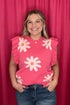 Daisy Flower Sweater w/Flutter Sleeves JRTOP CASUAL TOP SO ME 