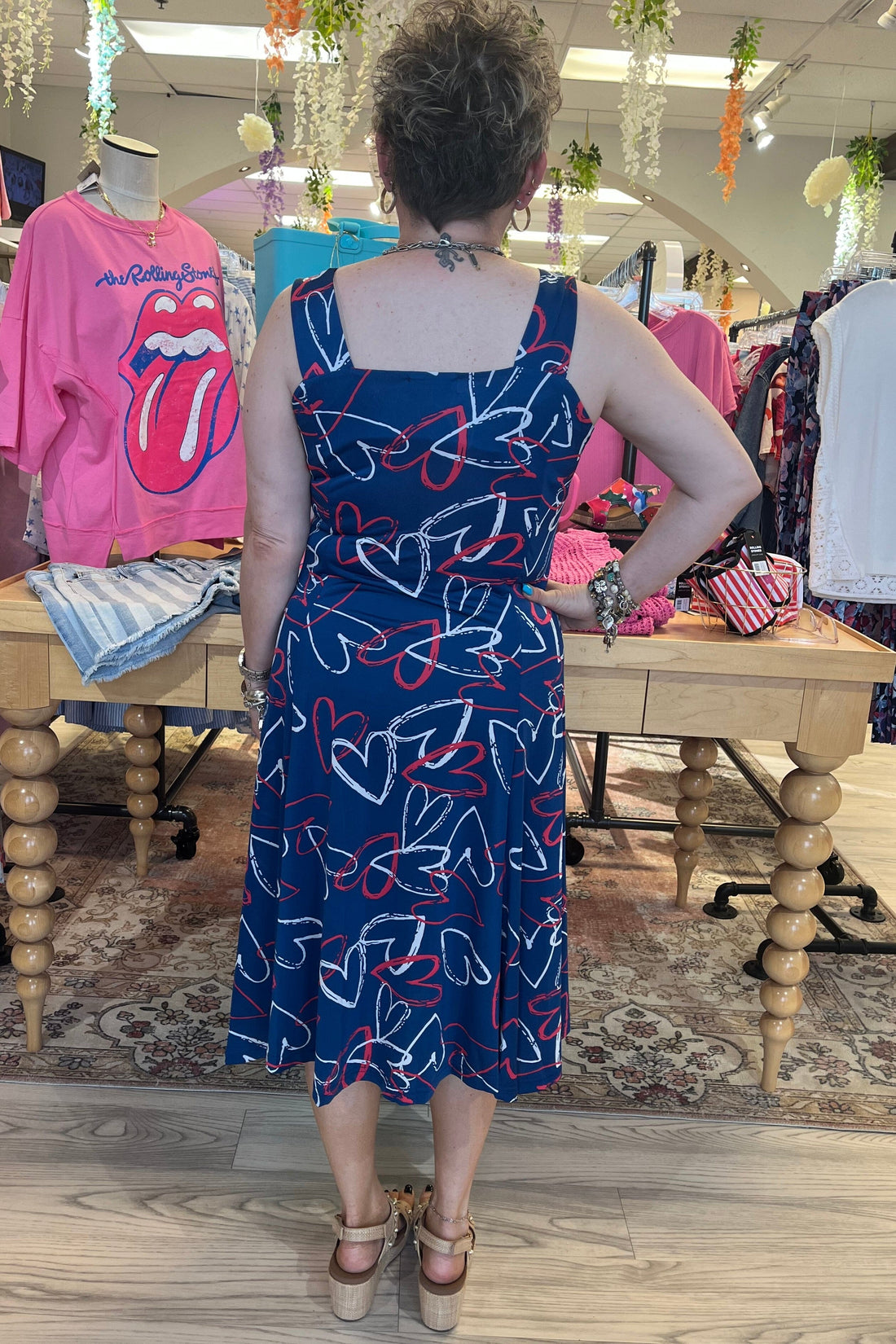 Printed Pleated Tank Dress DRESS CREATION 