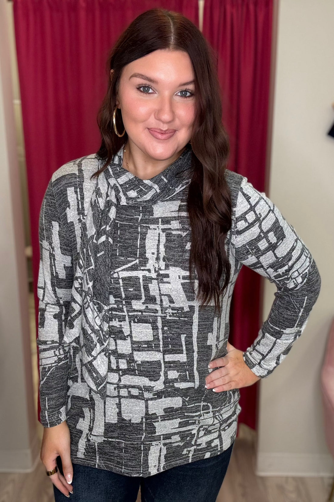 Long Sleeve Scarf Neck Top MISSY TOP SPECIAL CREATION 