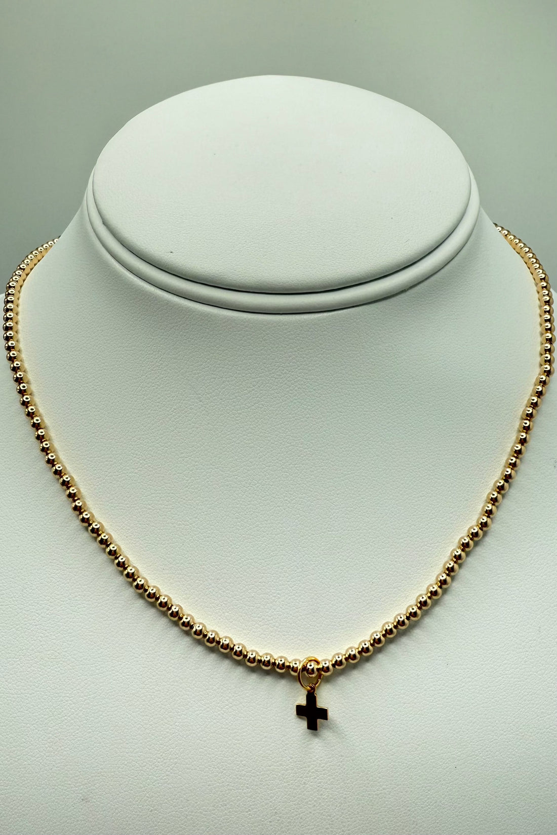 15" Choker Classic 3mm Bead Signature Cross JEWELRY ENEWTON