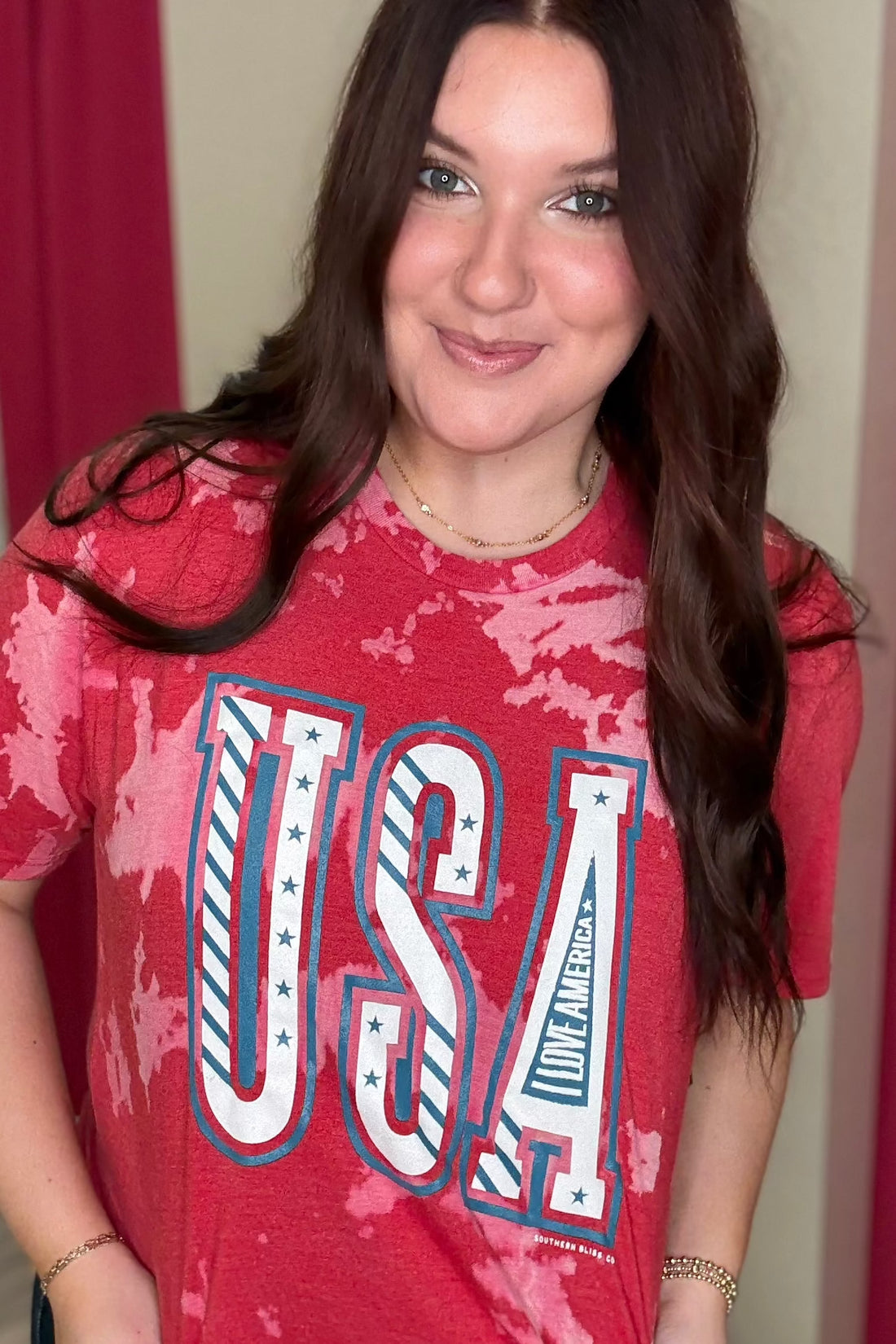 USA I Love America T-Shirt MISSY BASIC KNIT SOUTHERN BLISS 