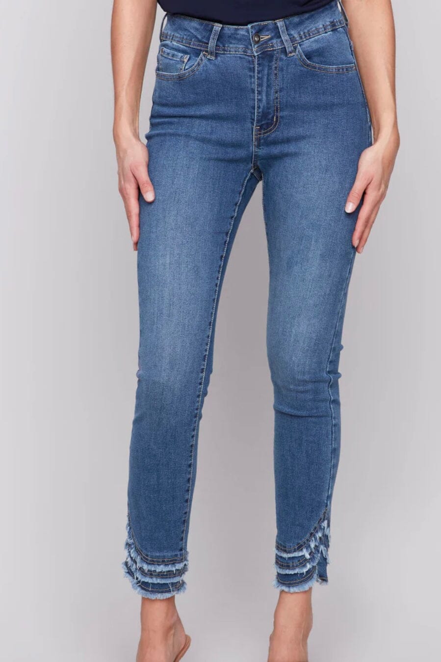 Frayed Hem Denim Pants BOTTOMS Charlie B 