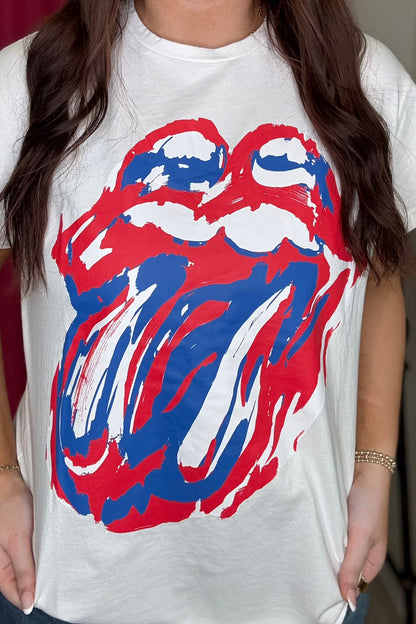 Rolling Stones Graphic Wash &amp; Distress Detail Tee JRTOP CASUAL TOP FANTASTIC FAWN 