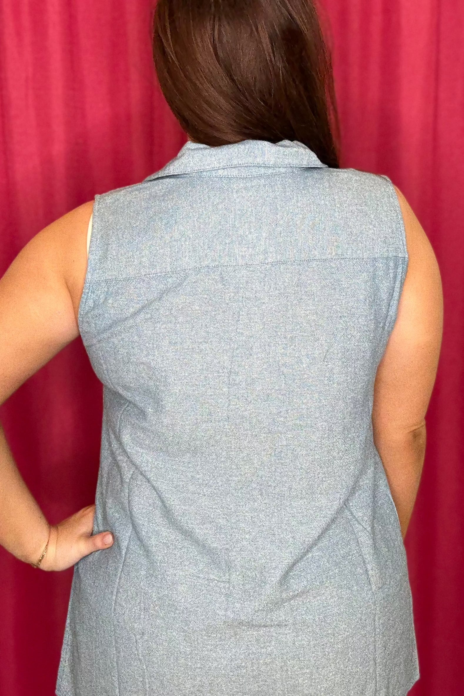 High Low Seam Button Down Sleeveless Tank with Collar MISSY TOP SPECIAL ZAC &amp; RACHEL 