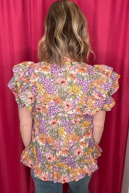 Ruffle Floral Printed Top JR TOP DRESSY ENTRO 