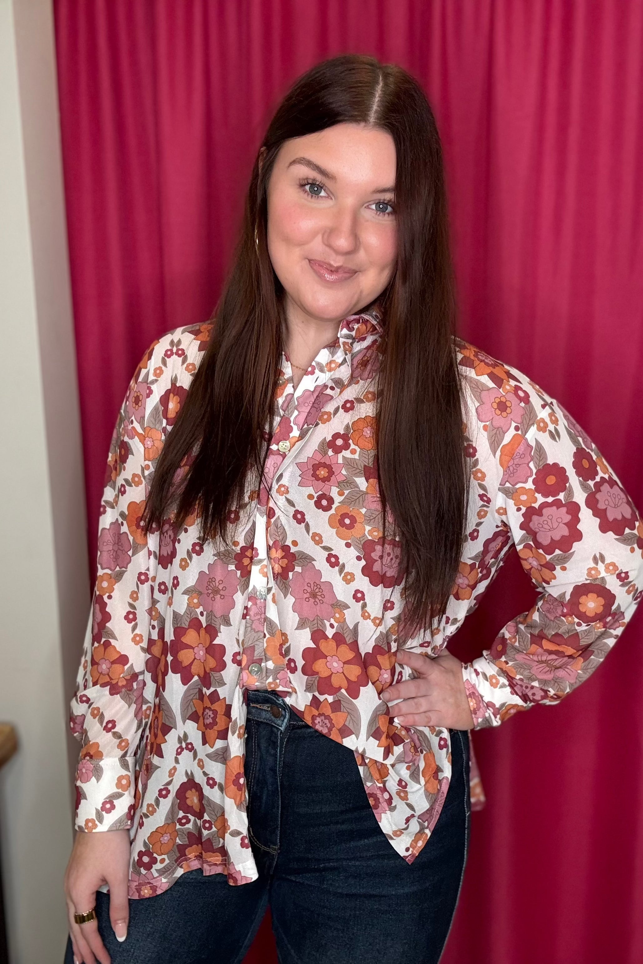Button Down Printed Mesh Top JR TOP DRESSY TURQUOISE HAVEN 