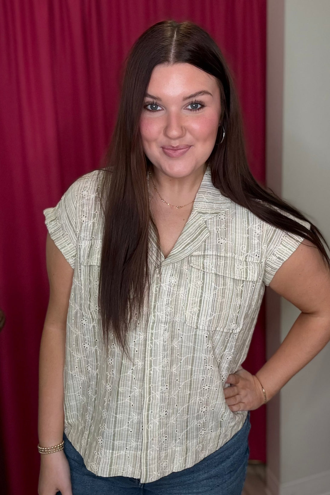 Sleeveless Dolman Camp Shirt with Hidden Placket MISSY TOP SPECIAL LIVERPOOL 