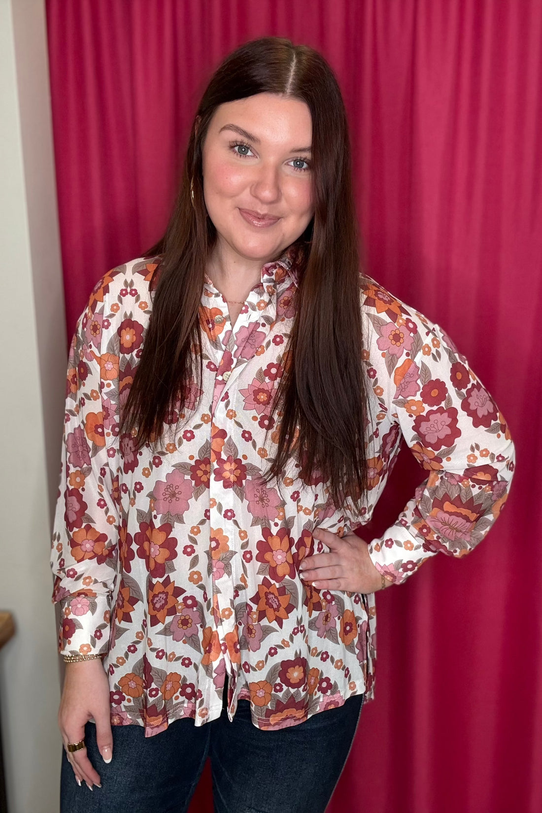 Button Down Printed Mesh Top JR TOP DRESSY TURQUOISE HAVEN