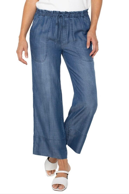 Pull On Tie Waist Wide Leg Ankle Pant BOTTOMS LIVERPOOL 
