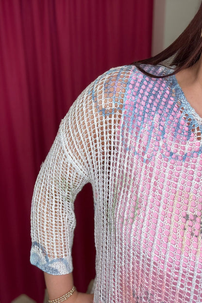 Printed Fishnet Crochet Sweater MISSY TOP SPECIAL Charlie B 