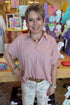 Striped Collared Split Neck Blouse JRTOP CASUAL TOP BLUPEPPER ROSE S 