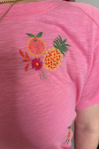 Short Sleeve Scoop Neck Embroidered T-Shirt MISSY TOP SPECIAL DEMOCRACY 