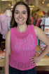 Round Neck Crochet Sweater Knit Tank Top JRTOP CASUAL TOP BLUPEPPER PINK S 