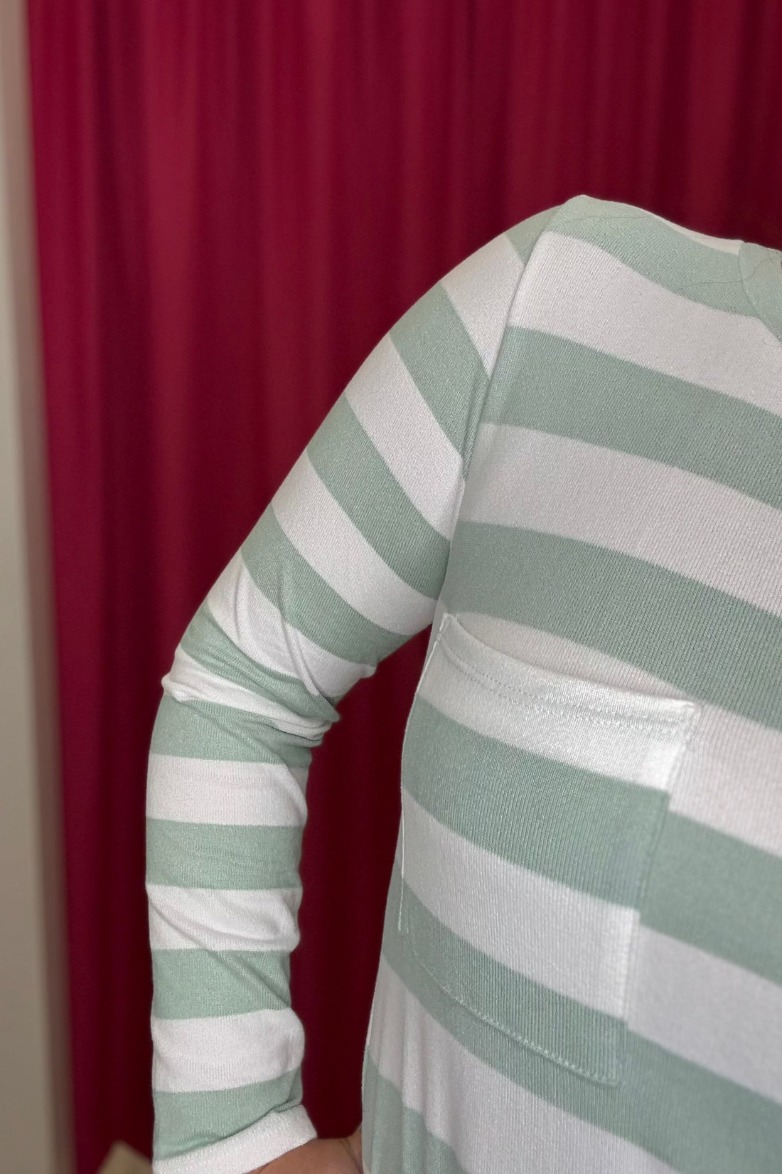 Striped Long Sleeve Top with Pocket JRTOP CASUAL TOP BOMBOM 