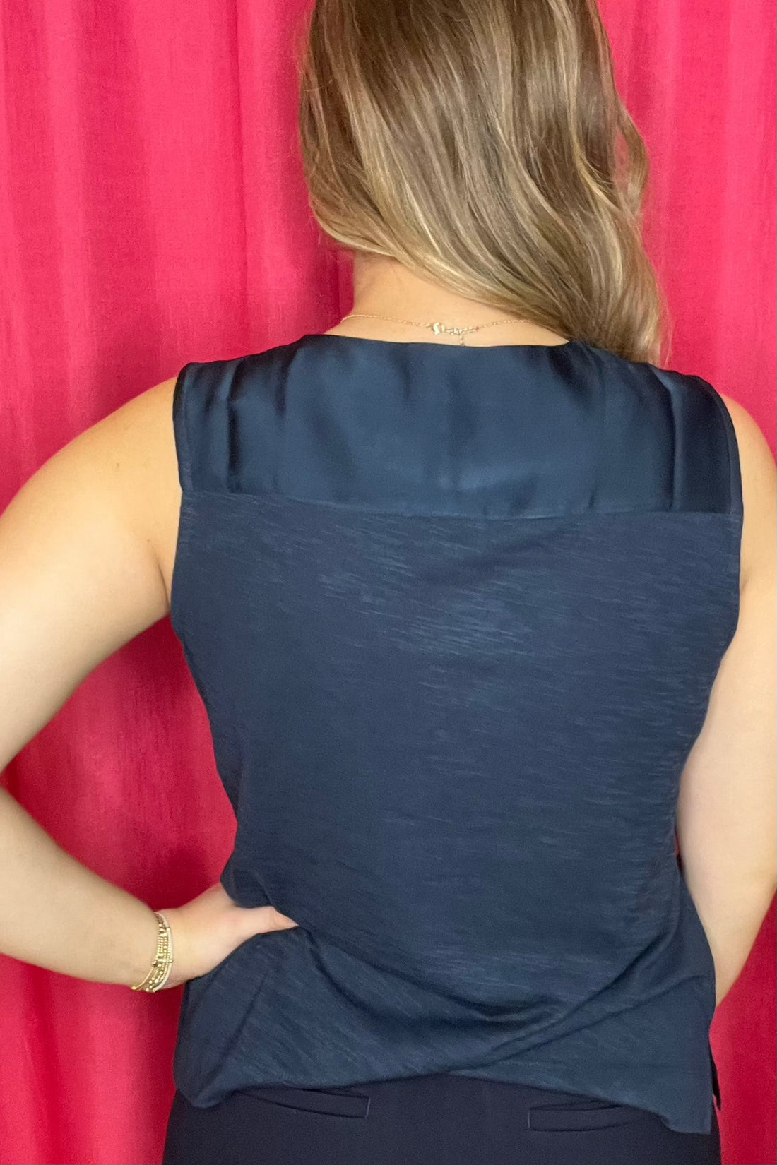 Sleeveless V-Neck Woven-to-Knit Top MISSY TOP SPECIAL LIVERPOOL 