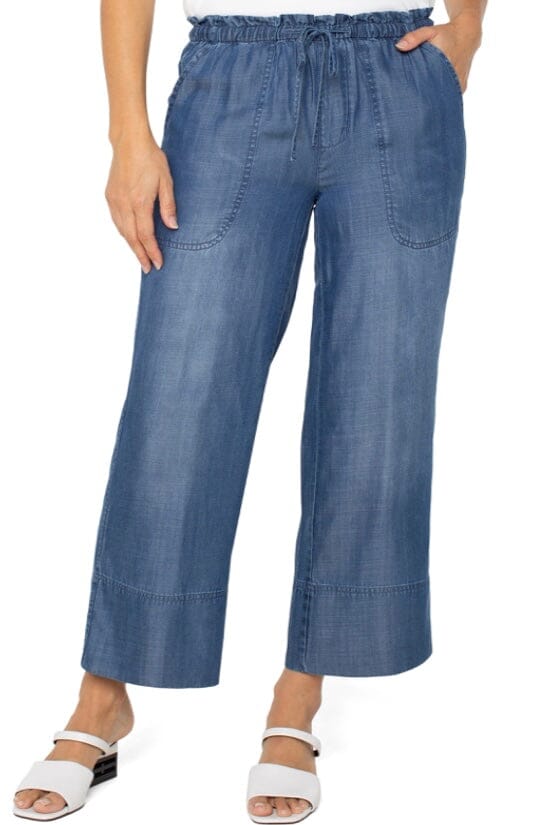 Pull On Tie Waist Wide Leg Ankle Pant BOTTOMS LIVERPOOL 