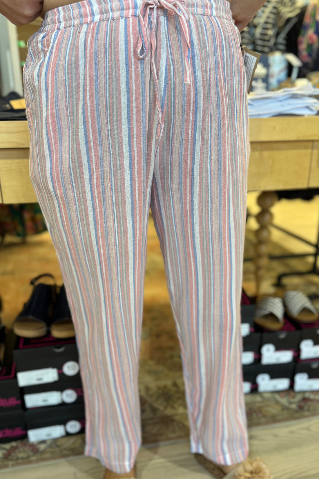 Gauze Pull On Pant with Stripes & Drawstring BOTTOMS KEREN HART