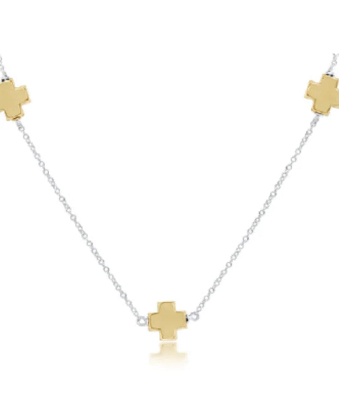 Enewton 17" Chocker Simplicity Chain Sterling Mixed Metal -Signature Cross Gold JEWELRY ENEWTON 