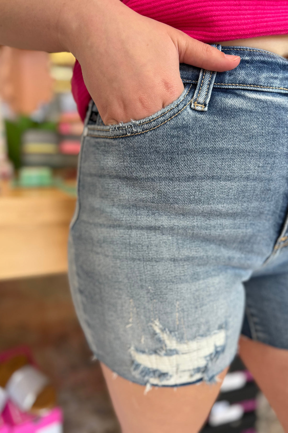 High Rise Distressed Short BOTTOMS JUDY BLUE 