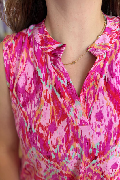 Printed V-Neck Tank Top Dress DRESS DEAR SCARLETT 