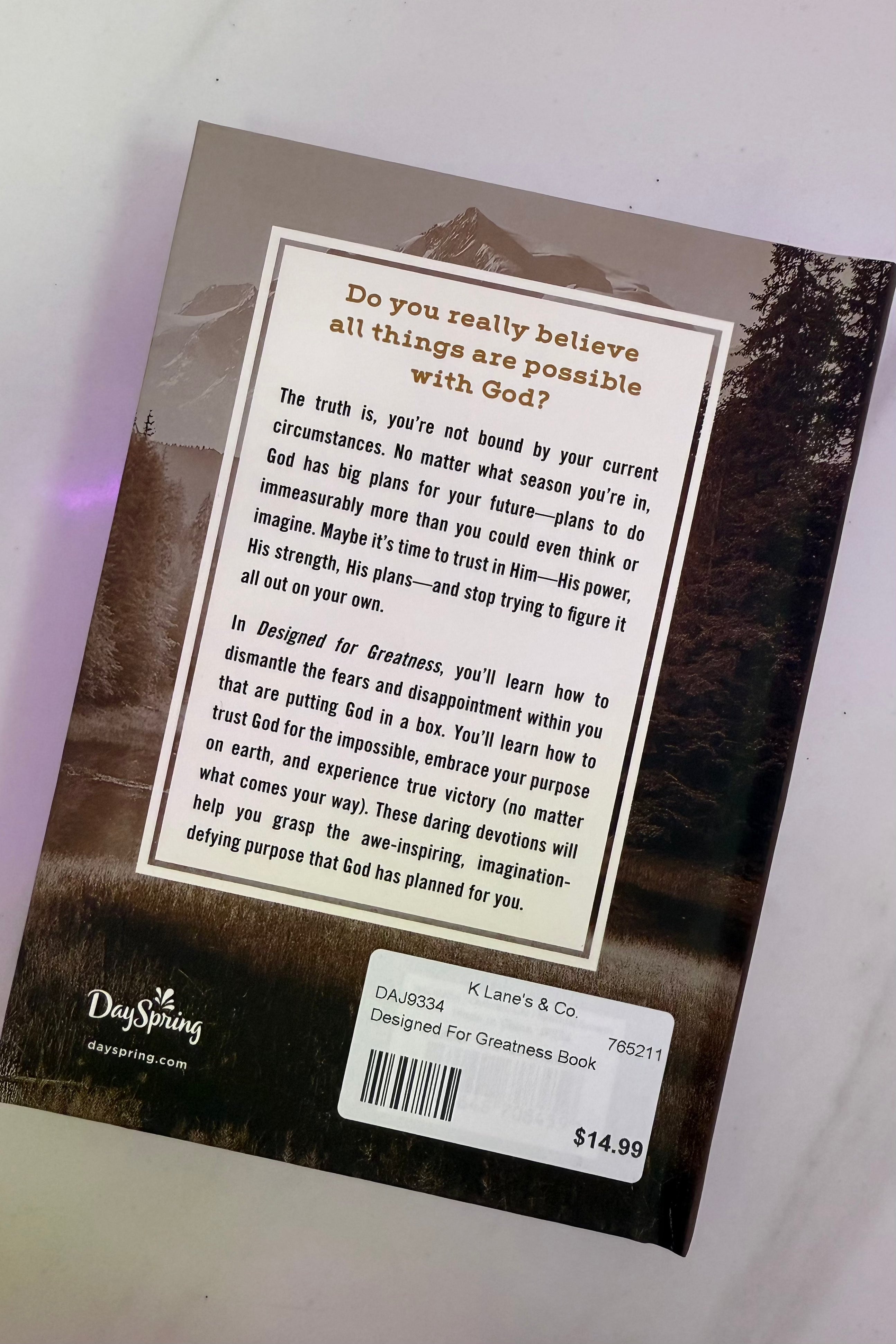 Designed For Greatness Book GIFT/OTHER DAYSPRING 