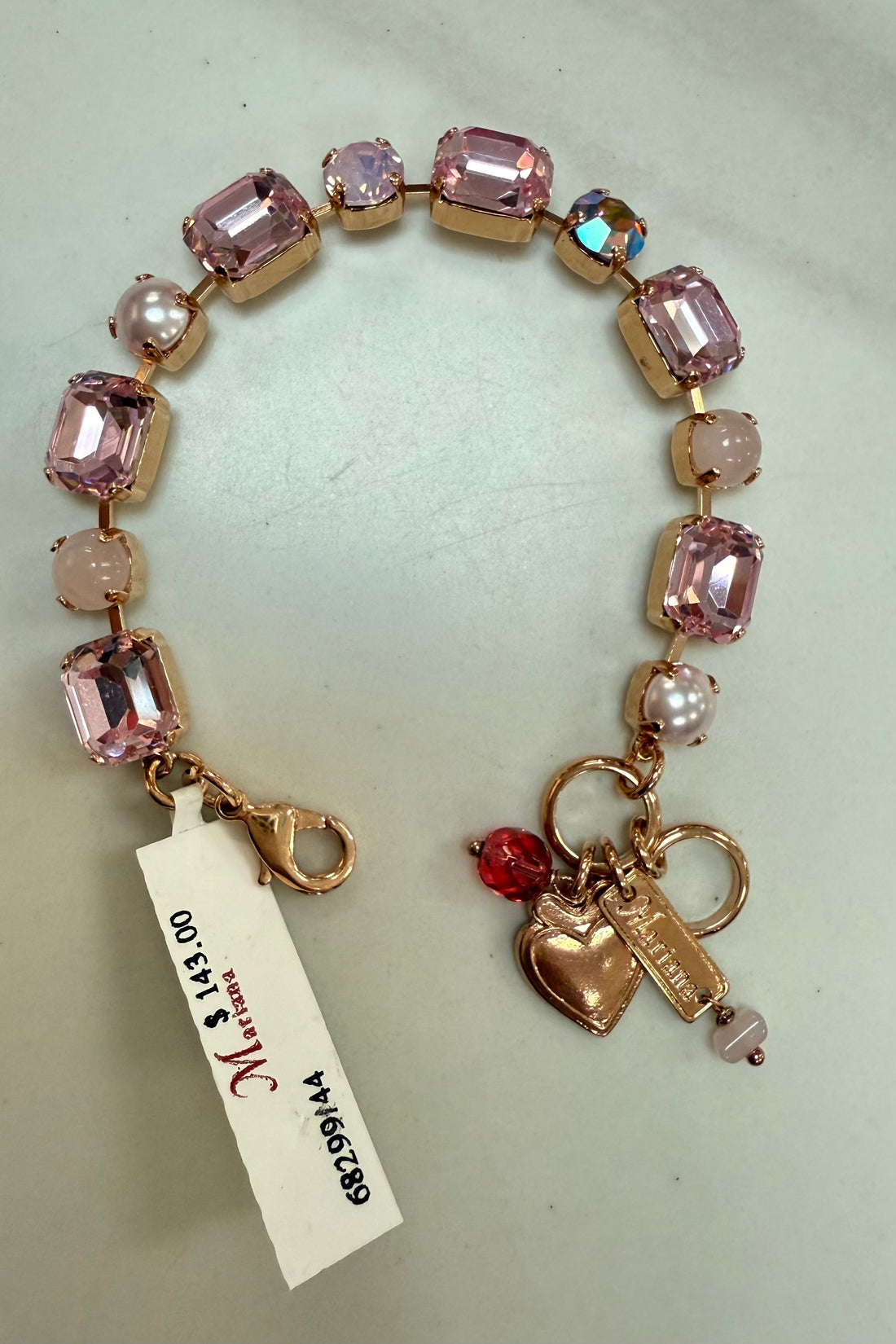 Emerald Cut and Round Bracelet in &quot;Love&quot; in Rose Gold BETTERBRANDJEWELRY Mariana 