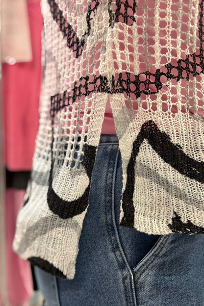 Printed Fishnet Crochet Sweater MISSY TOP SPECIAL Charlie B 