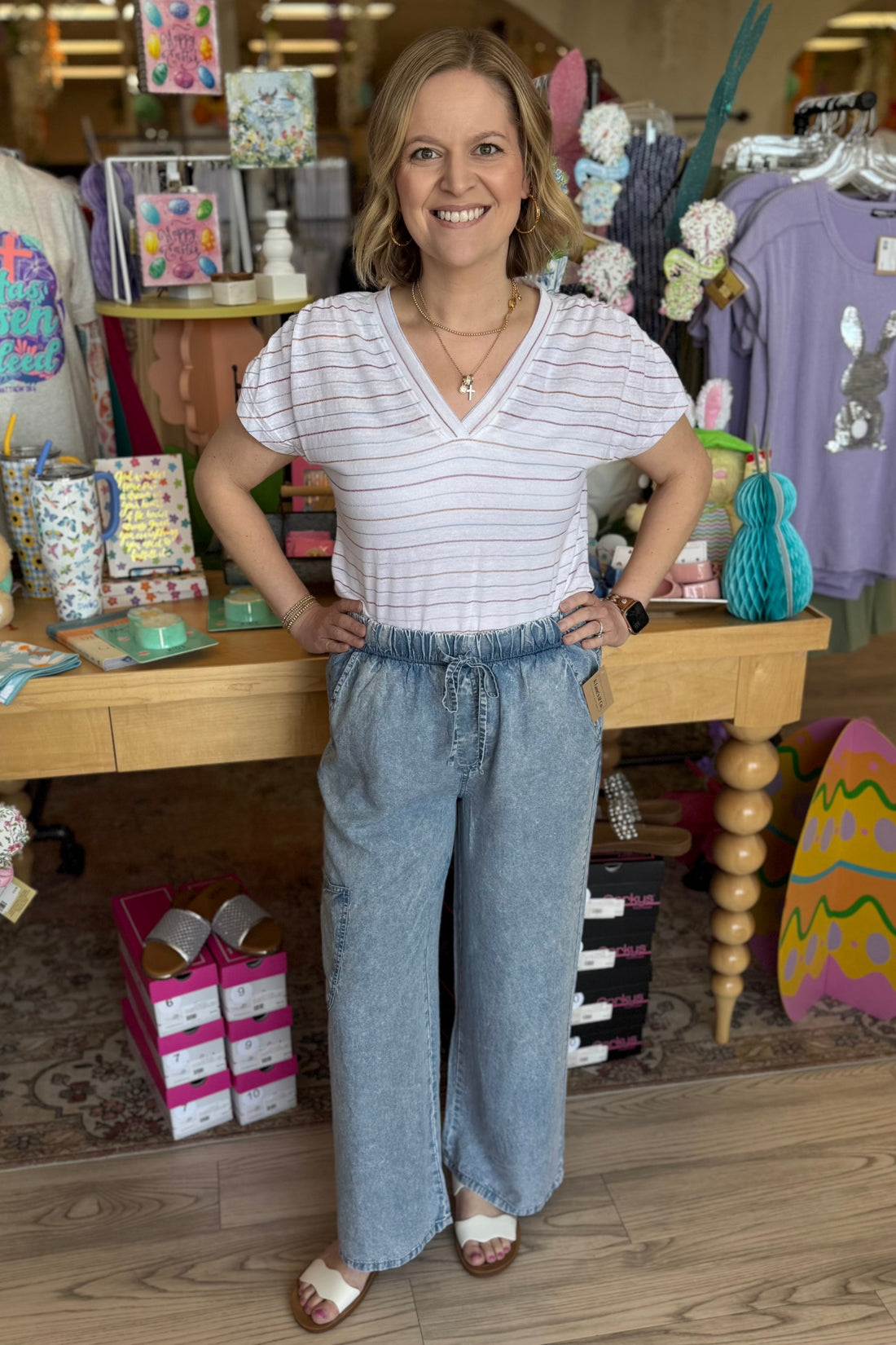 Pull On Drawstring Flowy Denim Pant BOTTOMS ZAC &amp; RACHEL 