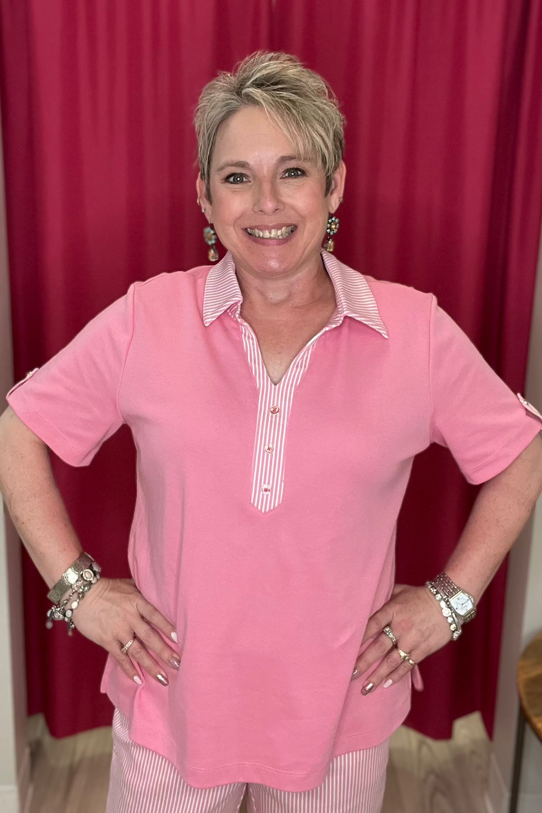 Short Sleeve Collared Top MISSY TOP SPECIAL SOUTHERN LADY 