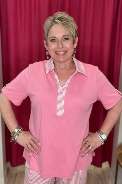 Short Sleeve Collared Top MISSY TOP SPECIAL SOUTHERN LADY 