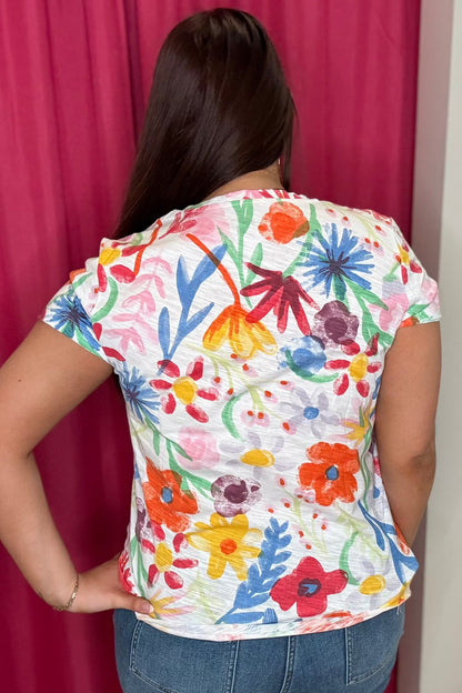 Short Sleeve Floral Printed Tee MISSY TOP SPECIAL Charlie B 