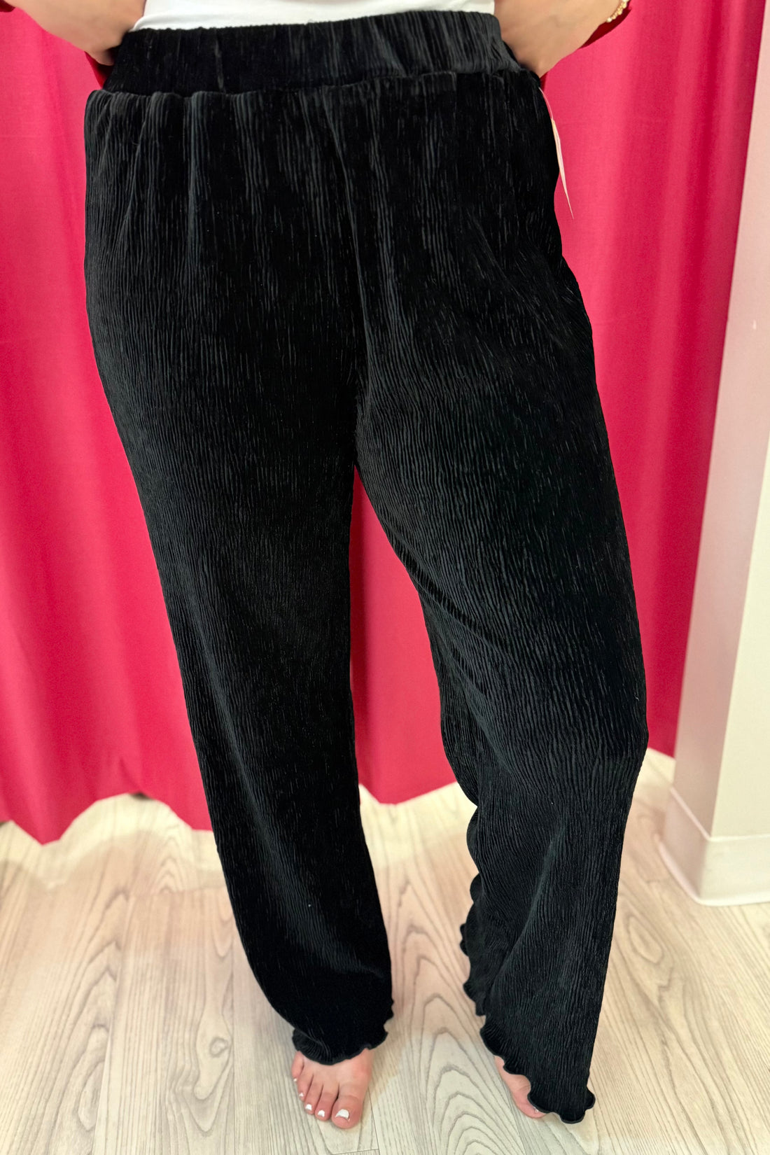 Crinkle Velvet Pull On Pants BOTTOMS HEM AND THREAD 