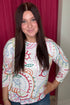Printed 3/4 Sleeve Lightweight Abstract Sweater MISSY TOP SPECIAL Charlie B 
