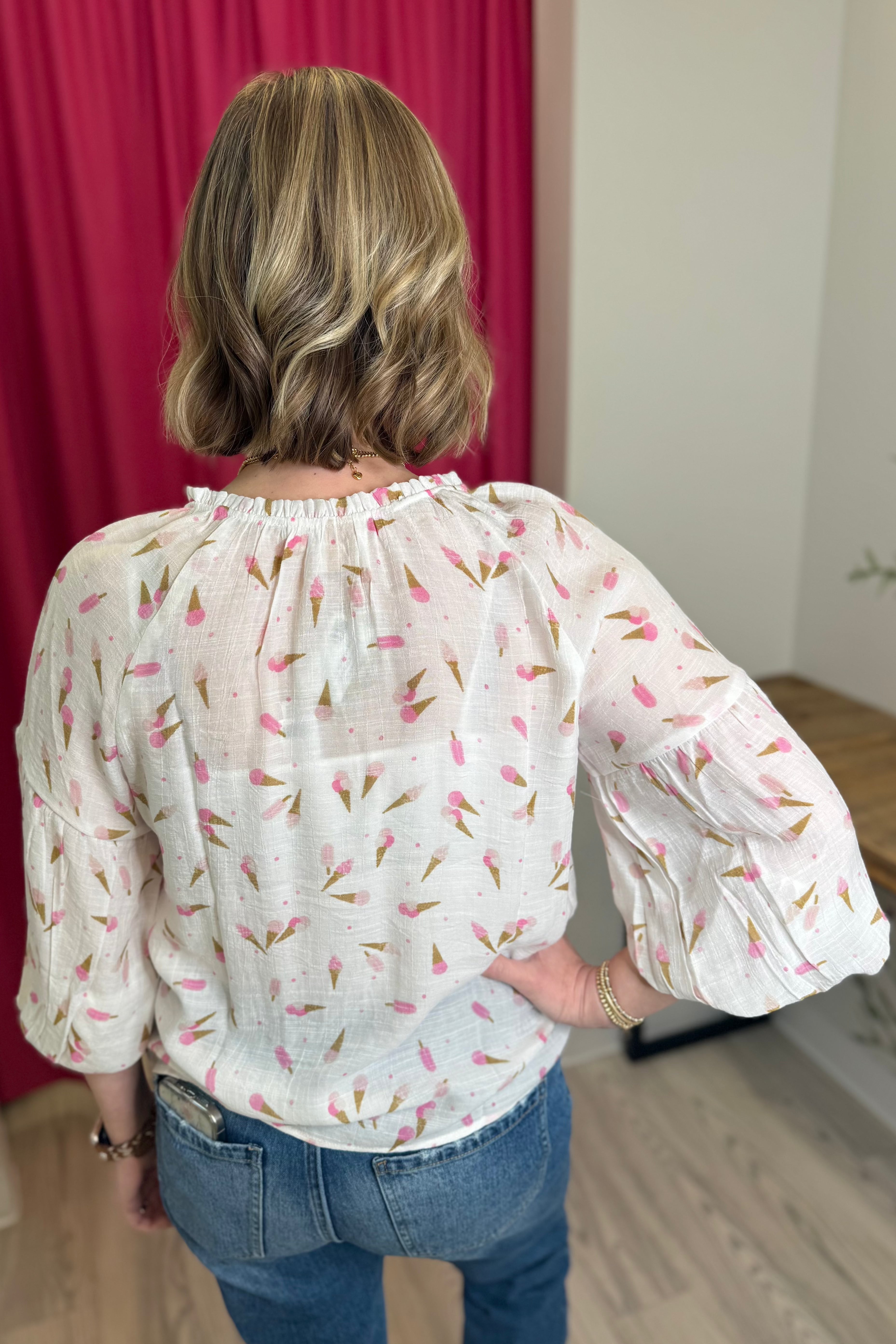 Printed Long Sleeve with Neck Tie MISSY TOP SPECIAL ZAC &amp; RACHEL 