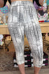 Printed Stretch Pull-On Cuffed Capri BOTTOMS Charlie B 